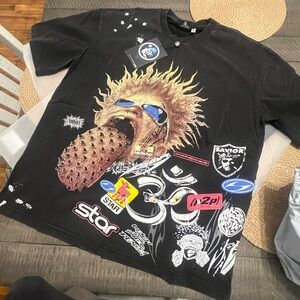 Edgy Black Graphic T-Shirt with Bold Design